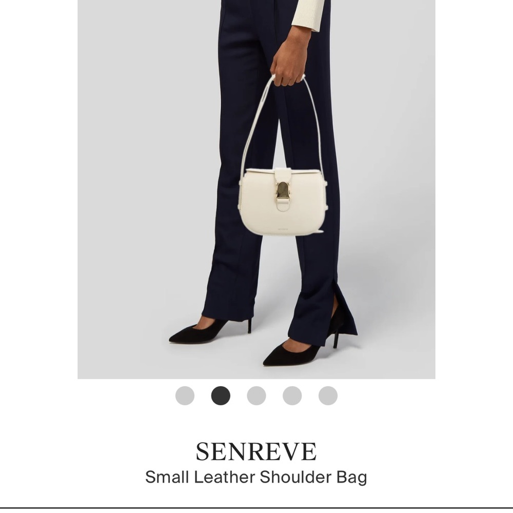 Senreve Small Leather Shoulder Bag in Cream